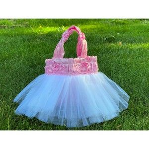 Pink Flower Girl Bag, Ballet Tote, Tulle Tutu Tote, Ballerina Bag, Princess Tote